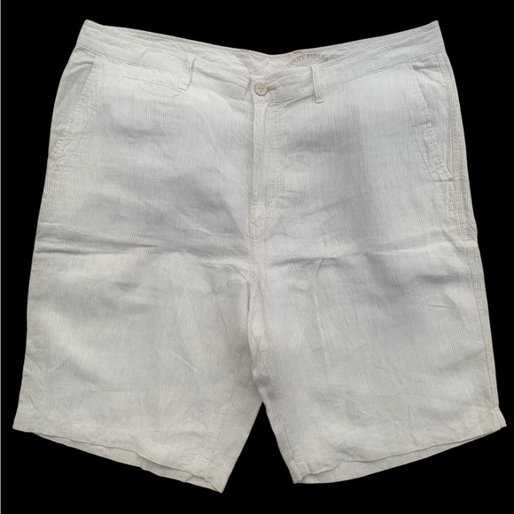 Tommy Bahama Other - Tommy Bahama Relax Linen Shorts Mens 40 Beige Striped Casual Flat Front 5 Pocket
